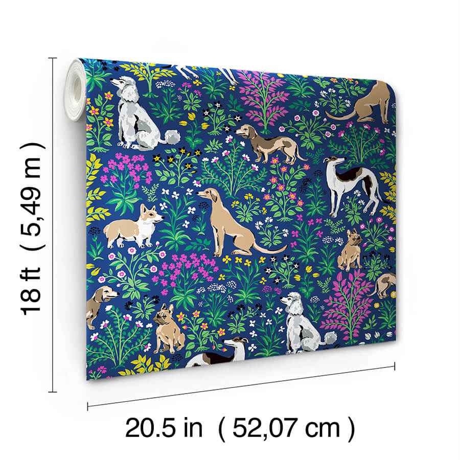 Must Love Dogs Indigo Peel and Stick Wallpaper - York Wallcoverings - PFS6378 - York Wallcoverings Wallpaper