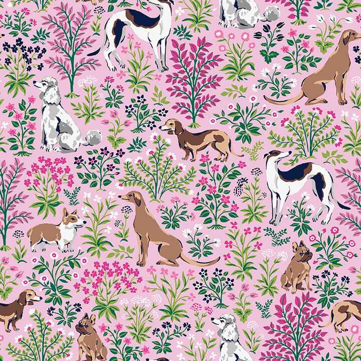 Must Love Dogs Pink Peel and Stick Wallpaper - York Wallcoverings - PFS6379