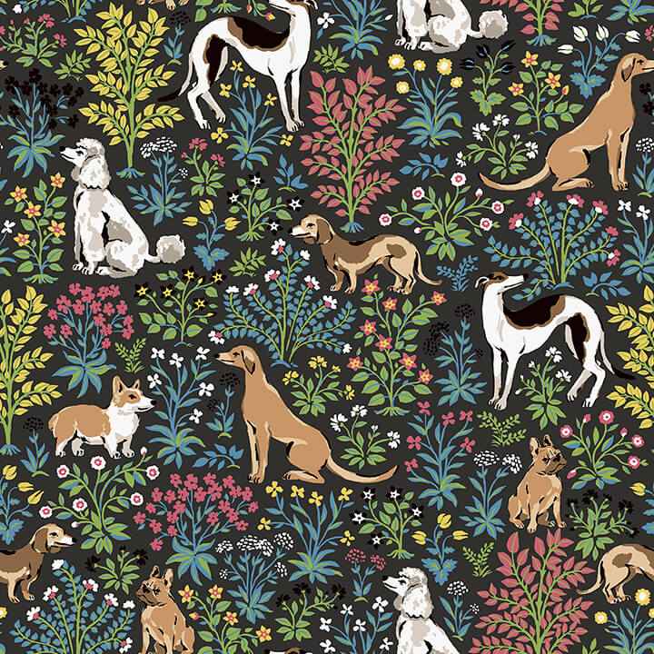 Must Love Dogs Charcoal Peel and Stick Wallpaper - York Wallcoverings - PFS6381 - York Wallcoverings Wallpaper
