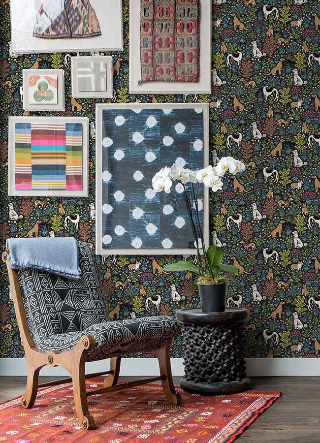Must Love Dogs Charcoal Peel and Stick Wallpaper - York Wallcoverings - PFS6381 - York Wallcoverings Wallpaper