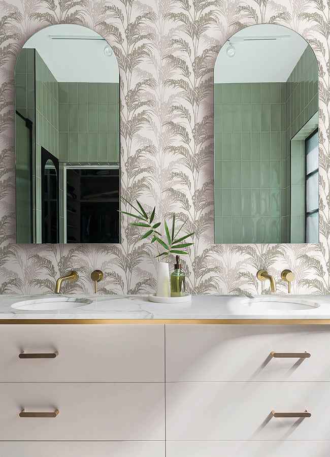 Rattan Silver Palm Wallpaper - York Wallcoverings - 4168-17737 - York Wallcoverings Wallpaper