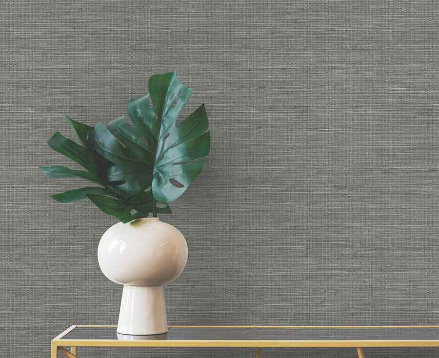Winn Charcoal Faux Grasscloth Wallpaper - York Wallcoverings - 4174-4607 - York Wallcoverings Wallpaper
