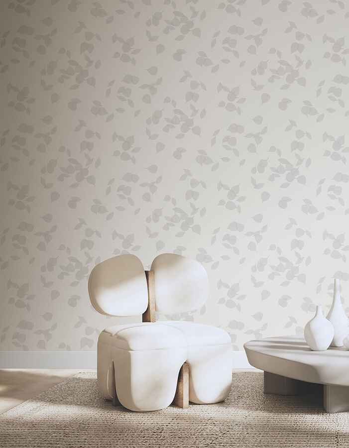 Myles Light Grey Leaves Wallpaper - York Wallcoverings - 4174-4648 - York Wallcoverings Wallpaper