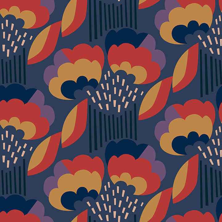 Retro Esme Navy Peel & Stick Wallpaper - York Wallcoverings - MCS6400