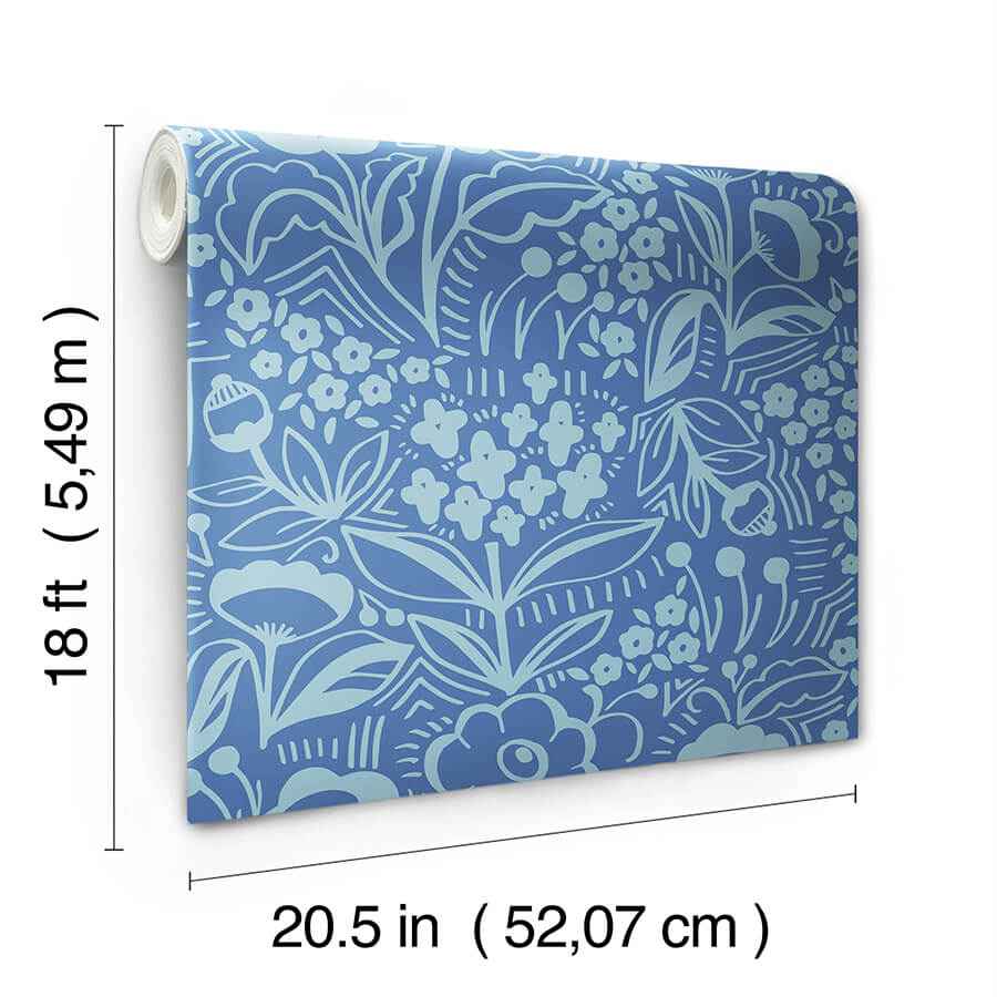 Jeani Blue Peel & Stick Wallpaper - York Wallcoverings - MCS6402 - York Wallcoverings Wallpaper