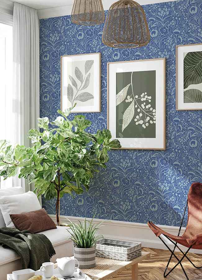 Jeani Blue Peel & Stick Wallpaper - York Wallcoverings - MCS6402 - York Wallcoverings Wallpaper
