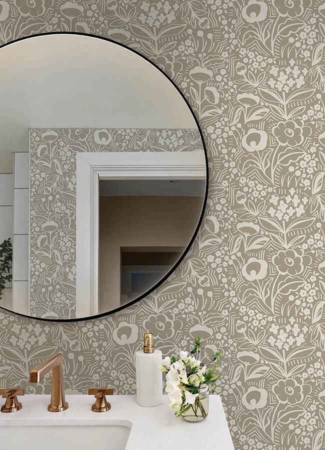 Jeani Light Brown Peel and Stick Wallpaper - York Wallcoverings - MCS6403 - York Wallcoverings Wallpaper