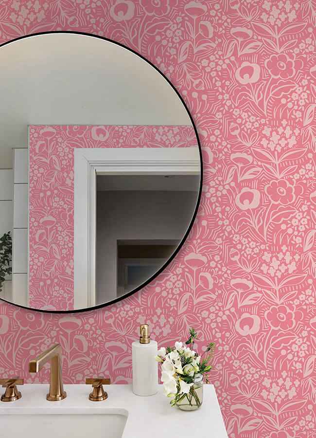 Jeani Pink Peel & Stick Wallpaper - York Wallcoverings - MCS6404 - York Wallcoverings Wallpaper