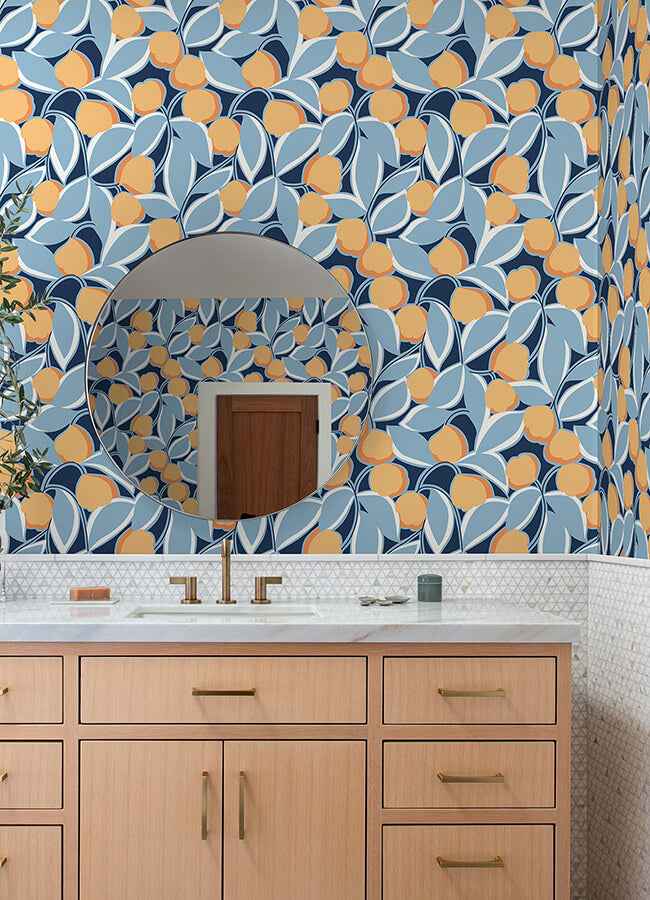 Talia Light Blue Peel & Stick Wallpaper - York Wallcoverings - MCS6406 - York Wallcoverings Wallpaper