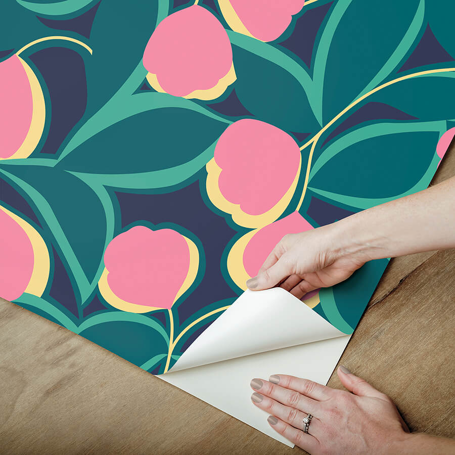talia-navy-peel-and-stick-wallpaper-york-wallcoverings-mcs6407 - York Wallcoverings Wallpaper