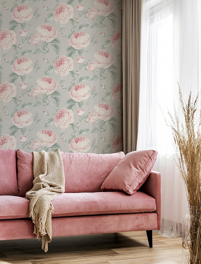 rosaline-light-grey-floral-wallpaper-york-wallcoverings-ah251907 - York Wallcoverings Wallpaper