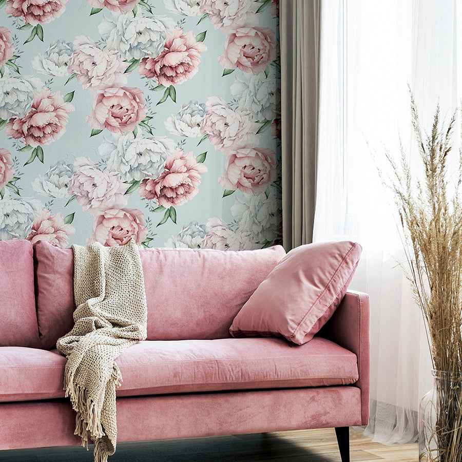 Sophie Mint Floral Wallpaper - York Wallcoverings - AH251908 - York Wallcoverings Wallpaper
