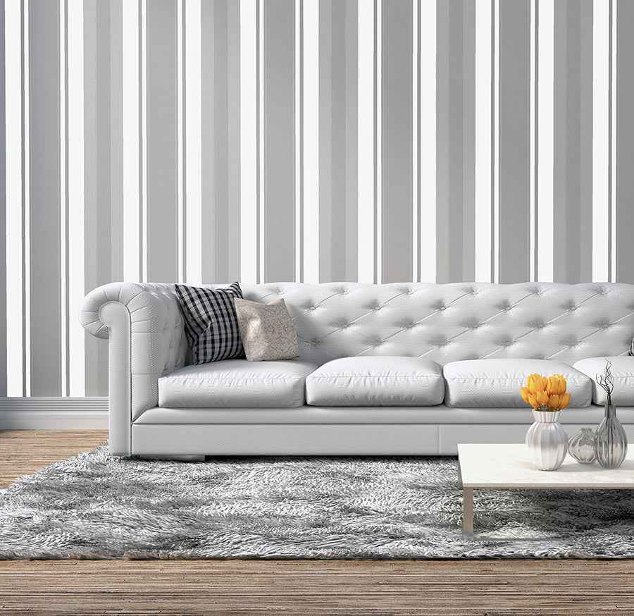 Palazzo Silver Stripe Wallpaper - York Wallcoverings - AH290505 - York Wallcoverings Wallpaper