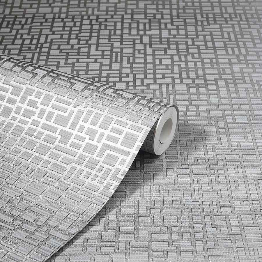 Satoni Silver Geometric Wallpaper - York Wallcoverings - AH293100 - York Wallcoverings Wallpaper