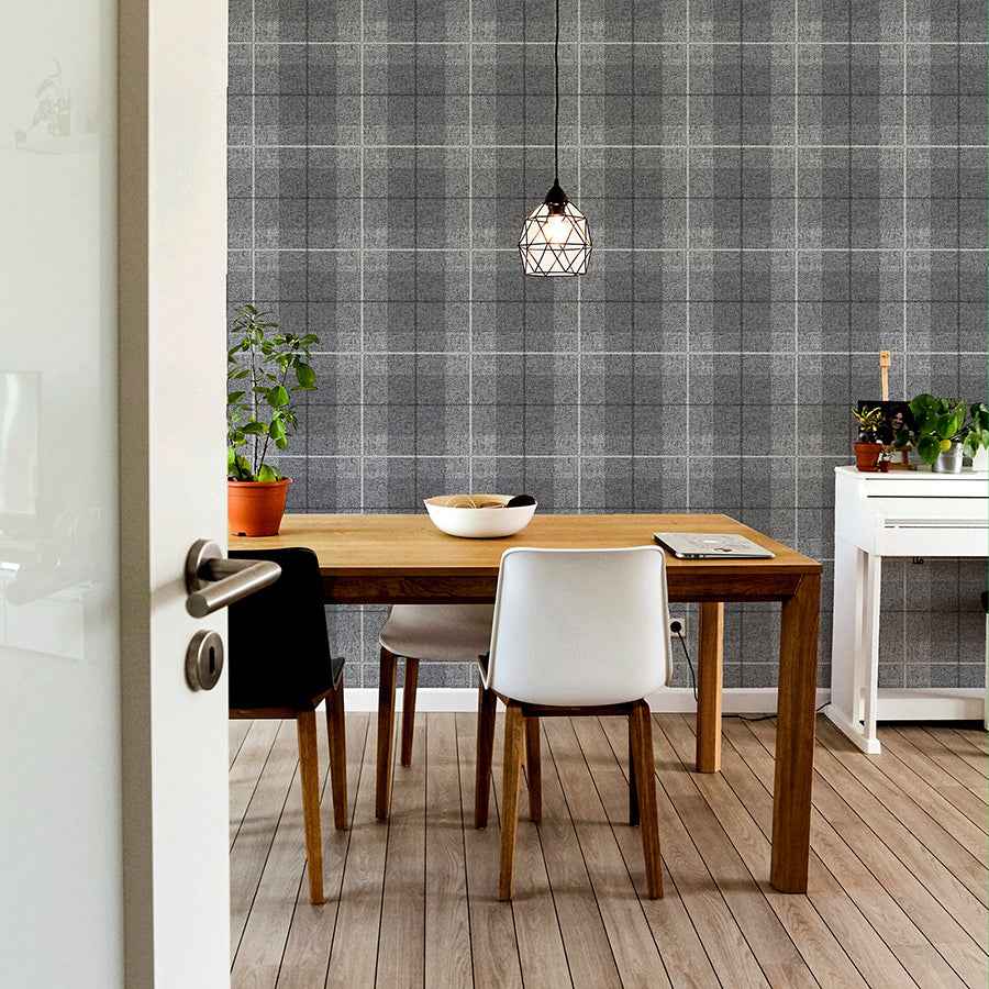 Hector Charcoal Plaid Wallpaper - York Wallcoverings - AH294900 - York Wallcoverings Wallpaper
