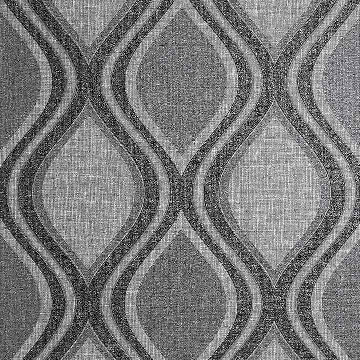 Ignatius Charcoal Ogee Wallpaper - York Wallcoverings - AH295100