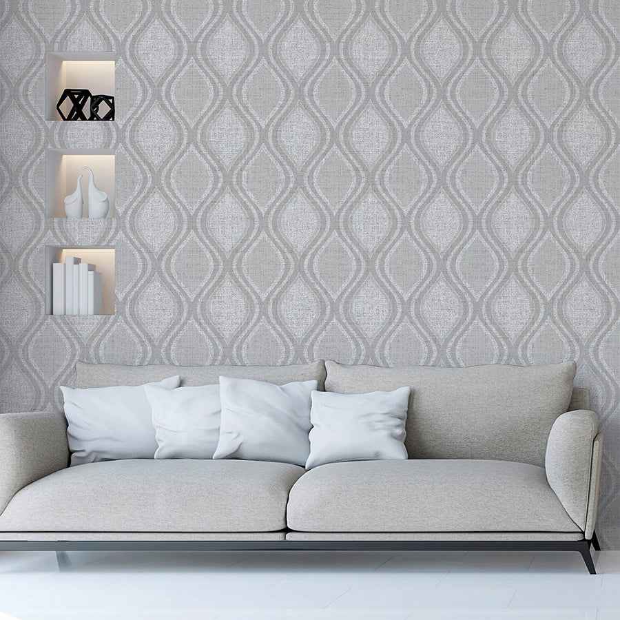 Ignatius Grey Ogee Wallpaper - York Wallcoverings - AH295101 - York Wallcoverings Wallpaper