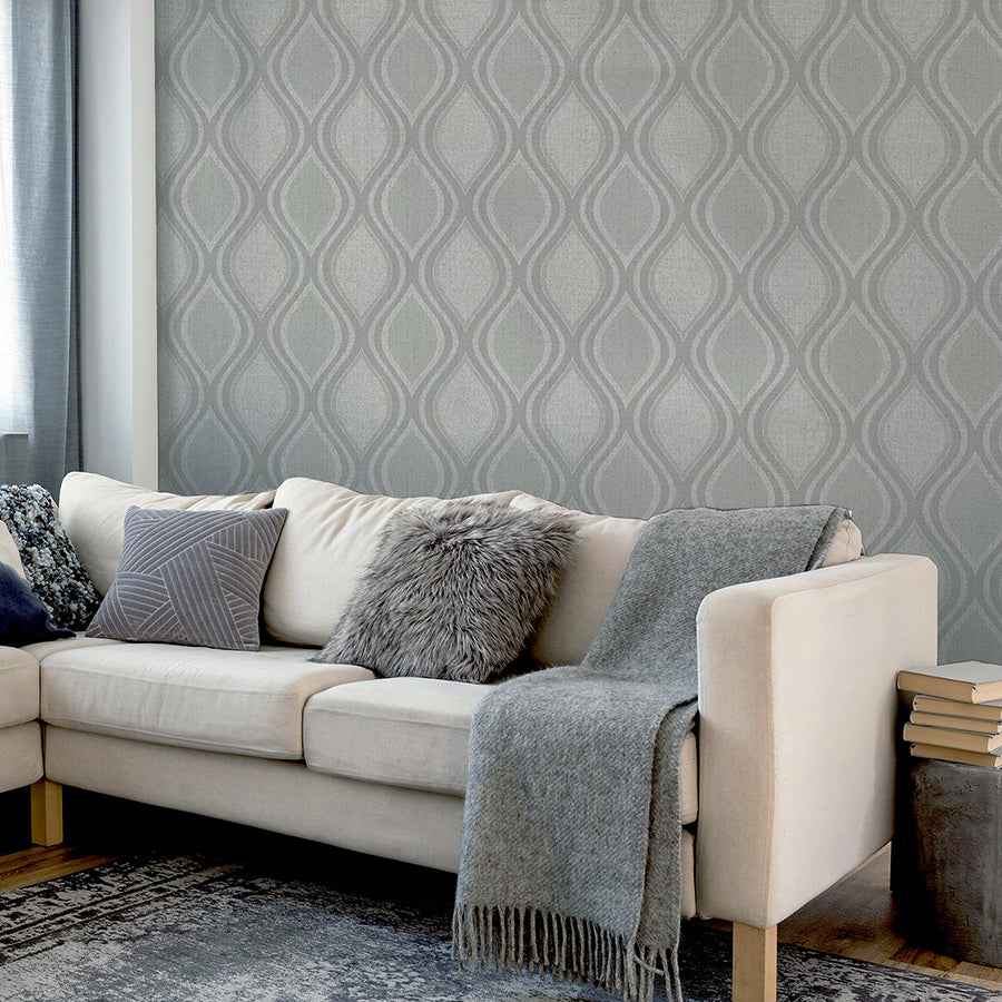 Ignatius Grey Ogee Wallpaper - York Wallcoverings - AH295101 - York Wallcoverings Wallpaper