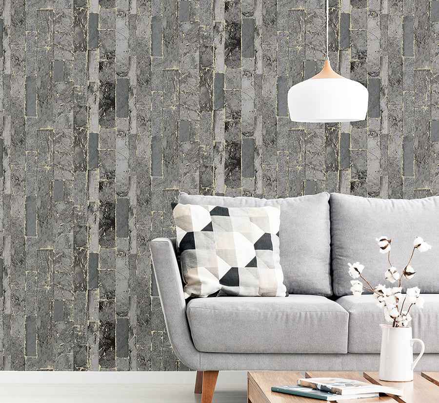 Kintsugi Black Geometric Wallpaper - York Wallcoverings - AH295204 - York Wallcoverings Wallpaper