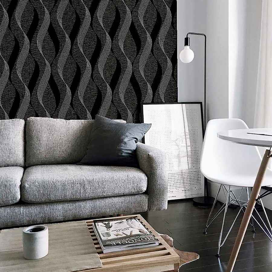 Wilhelmina Black Ribbon Wallpaper - York Wallcoverings - AH295500 - York Wallcoverings Wallpaper