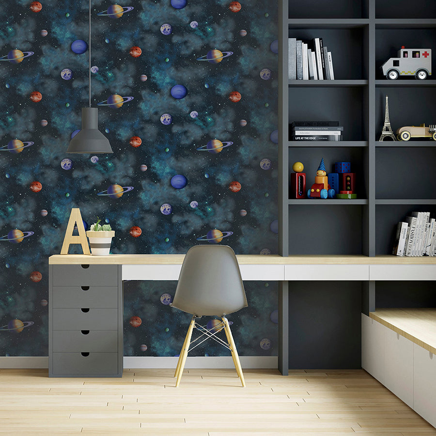 albert-blue-cosmos-wallpaper-york-wallcoverings-ah296000 - York Wallcoverings Wallpaper