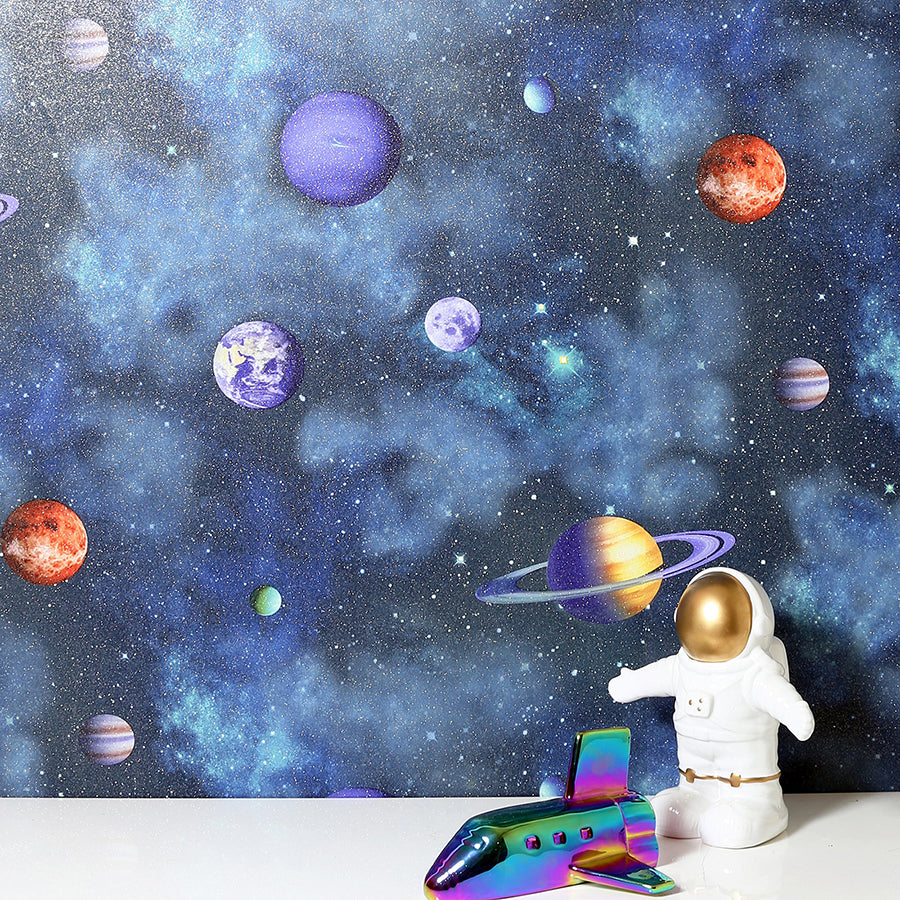 albert-blue-cosmos-wallpaper-york-wallcoverings-ah296000 - York Wallcoverings Wallpaper