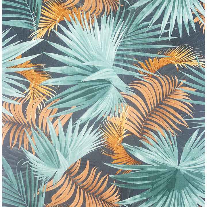 Esau Teal Jungle Palms Wallpaper - York Wallcoverings - AH296005