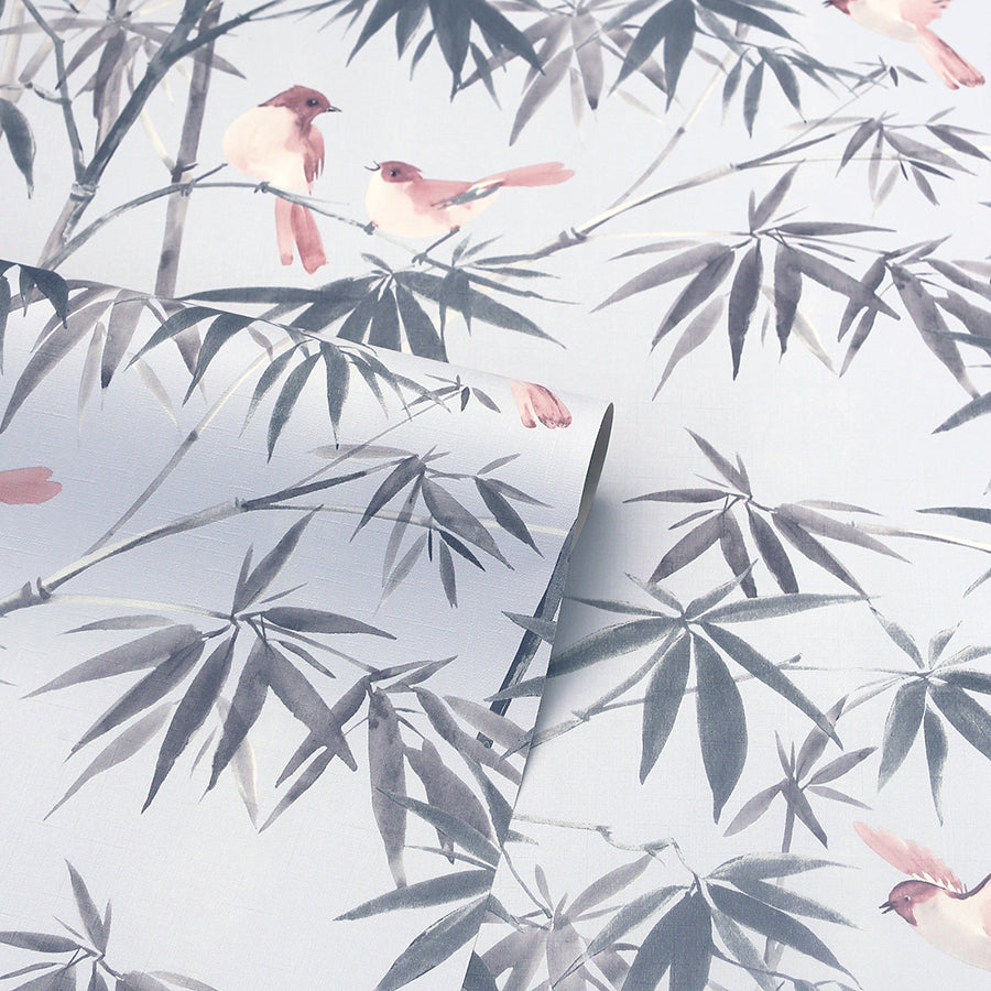 arisu-grey-birds-and-bamboo-wallpaper-york-wallcoverings-ah296401 - York Wallcoverings Wallpaper