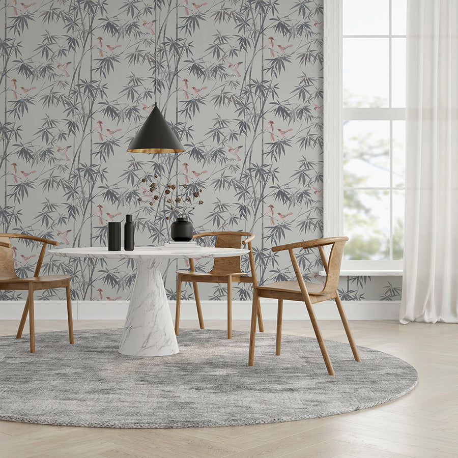 arisu-grey-birds-and-bamboo-wallpaper-york-wallcoverings-ah296401 - York Wallcoverings Wallpaper