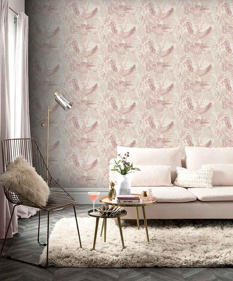 Nell Blush Tropical Wallpaper - York Wallcoverings - AH297107 - York Wallcoverings Wallpaper