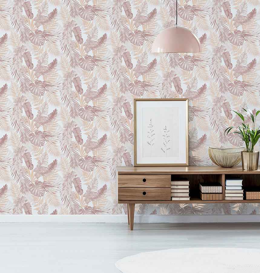 Nell Blush Tropical Wallpaper - York Wallcoverings - AH297107 - York Wallcoverings Wallpaper