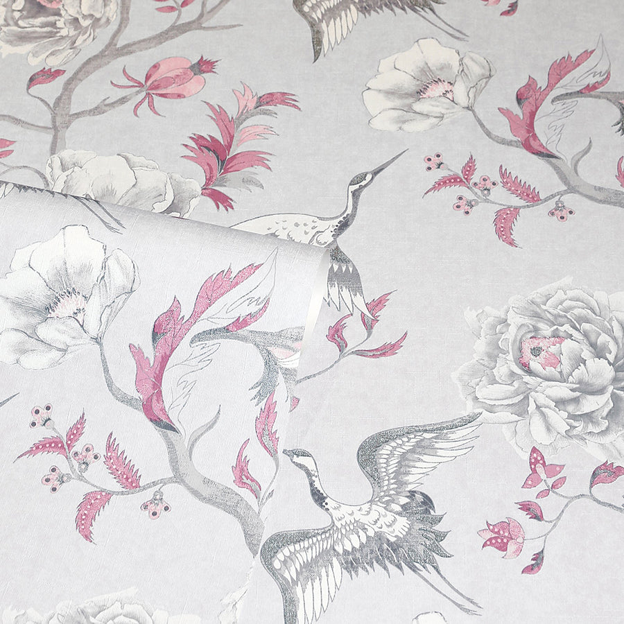 maggie-light-grey-cranes-wallpaper-york-wallcoverings-ah297400 - York Wallcoverings Wallpaper