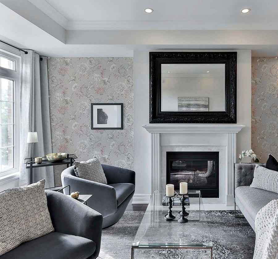 Maggie Light Grey Cranes Wallpaper - York Wallcoverings - AH297400 - York Wallcoverings Wallpaper