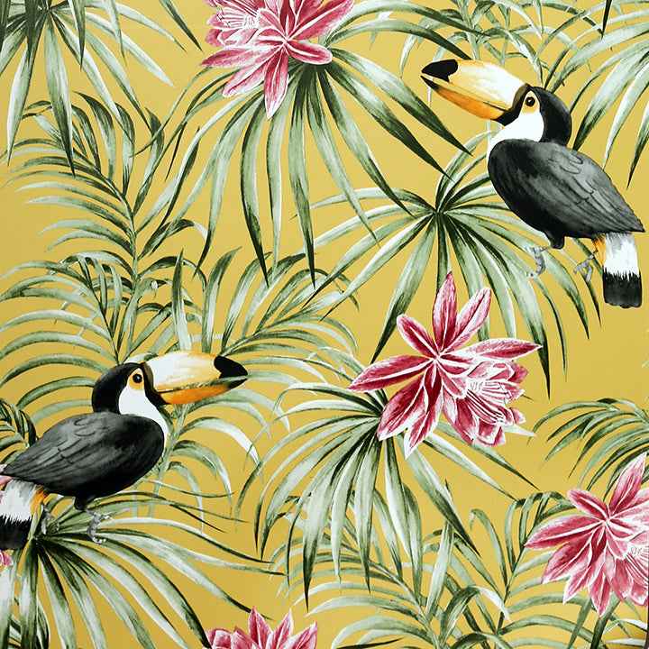 Emmeline Yellow Toucan Wallpaper - York Wallcoverings - AH298301 - York Wallcoverings Wallpaper