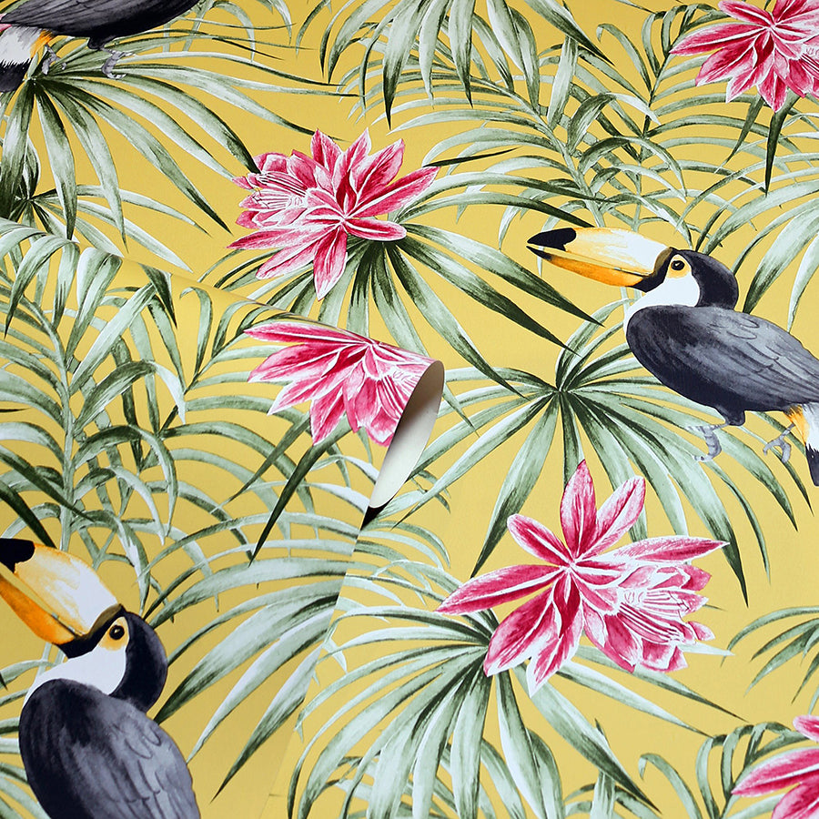 emmeline-yellow-toucan-wallpaper-york-wallcoverings-ah298301 - York Wallcoverings Wallpaper