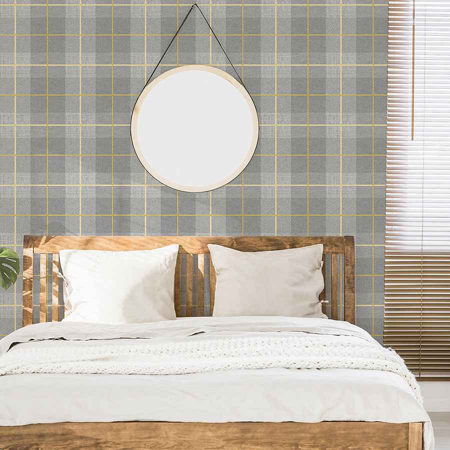 Hector Grey Plaid Wallpaper - York Wallcoverings - AH299000 - York Wallcoverings Wallpaper