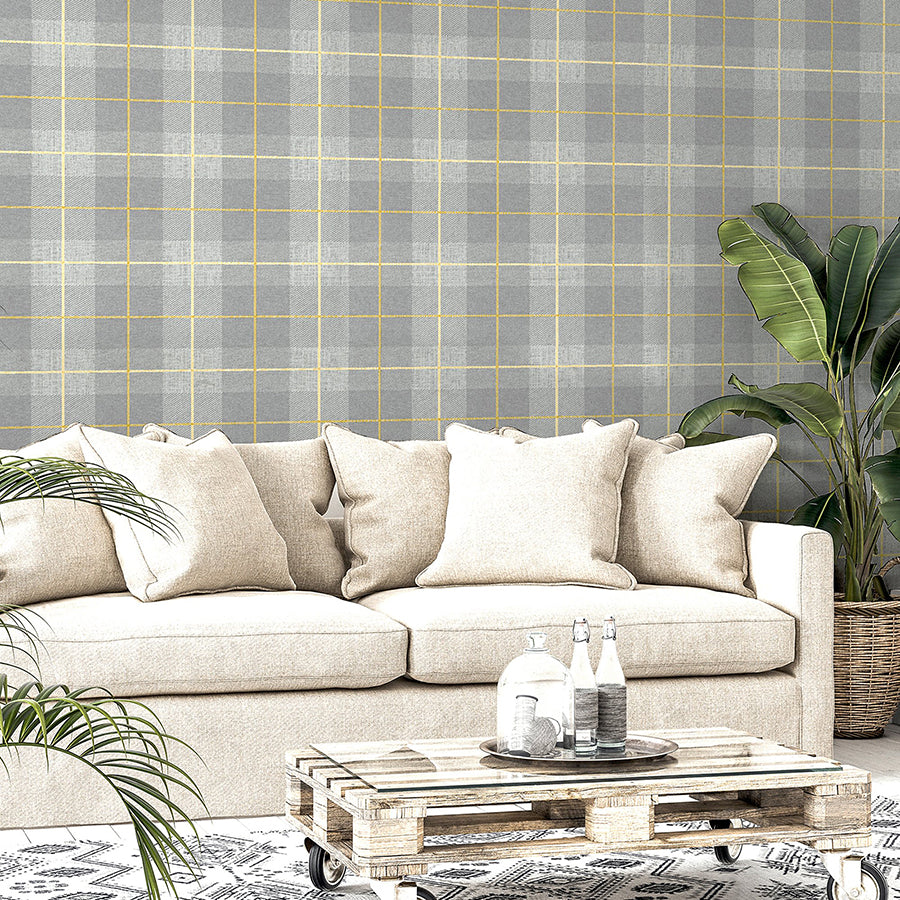 hector-grey-plaid-wallpaper-york-wallcoverings-ah299000 - York Wallcoverings Wallpaper
