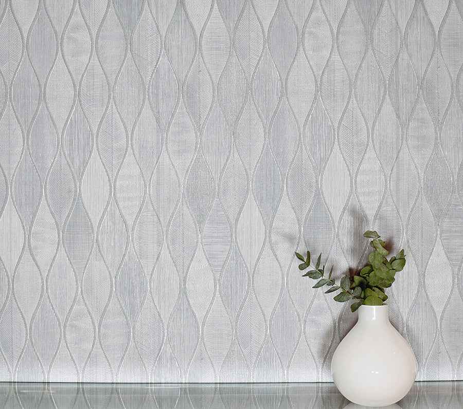 Mattais Silver Ogee Wallpaper - York Wallcoverings - AH299001 - York Wallcoverings Wallpaper