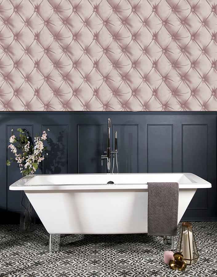 Ella Blush Tufted Wallpaper - York Wallcoverings - AH618103 - York Wallcoverings Wallpaper