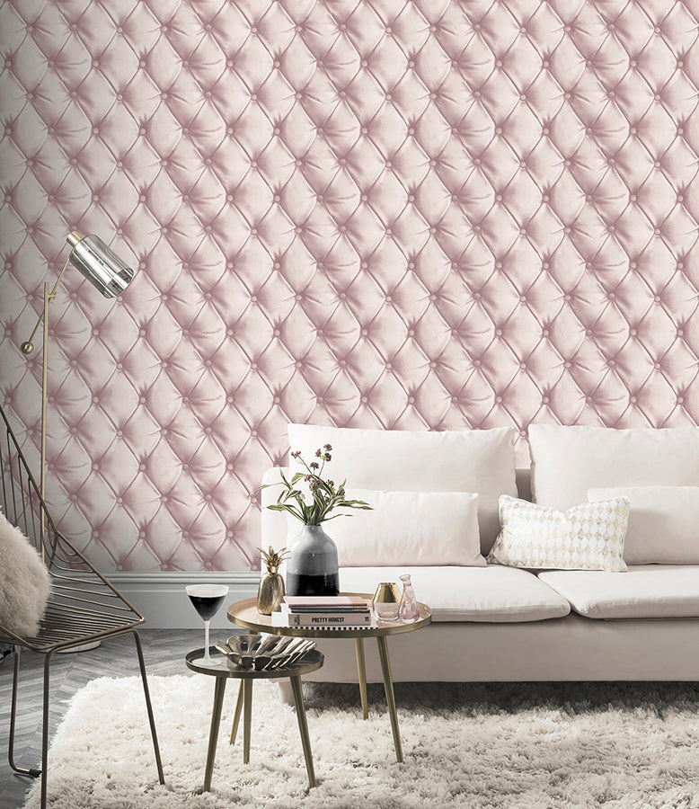 ella-blush-tufted-wallpaper-york-wallcoverings-ah618103 - York Wallcoverings Wallpaper