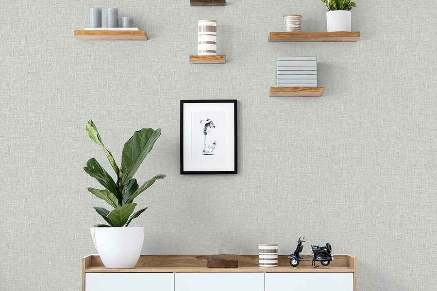 Maisie Light Grey Linen Wallpaper - York Wallcoverings - AH676006 - York Wallcoverings Wallpaper