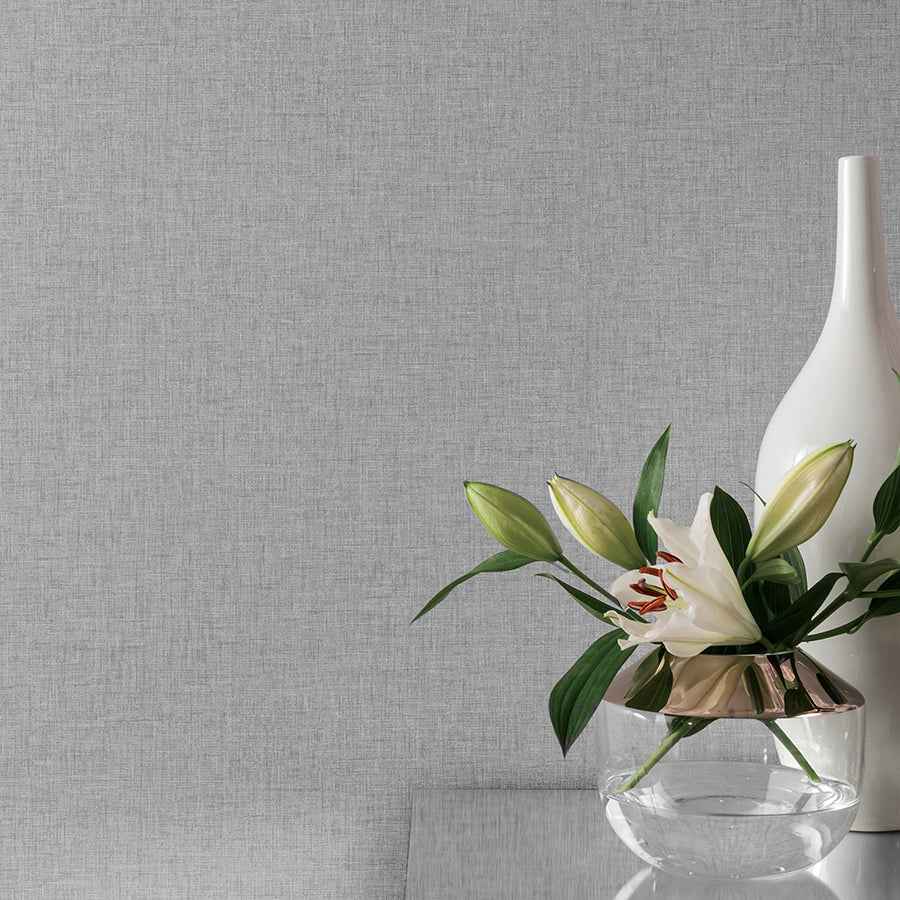 Maisie Grey Linen Wallpaper - York Wallcoverings - AH676007 - York Wallcoverings Wallpaper