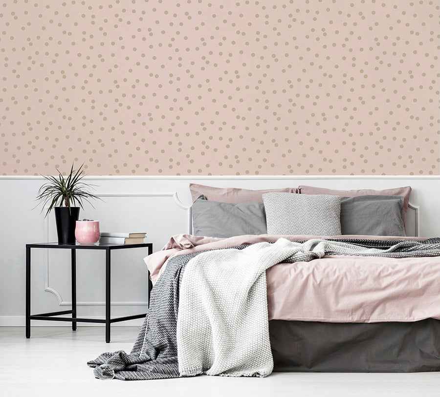 Priscella Blush Polka Dot Wallpaper - York Wallcoverings - AH685000 - York Wallcoverings Wallpaper