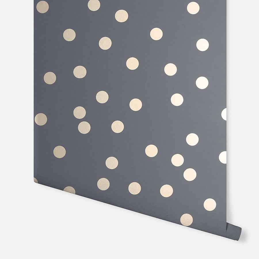 Priscella Charcoal Polka Dot Wallpaper - York Wallcoverings - AH685001 - York Wallcoverings Wallpaper