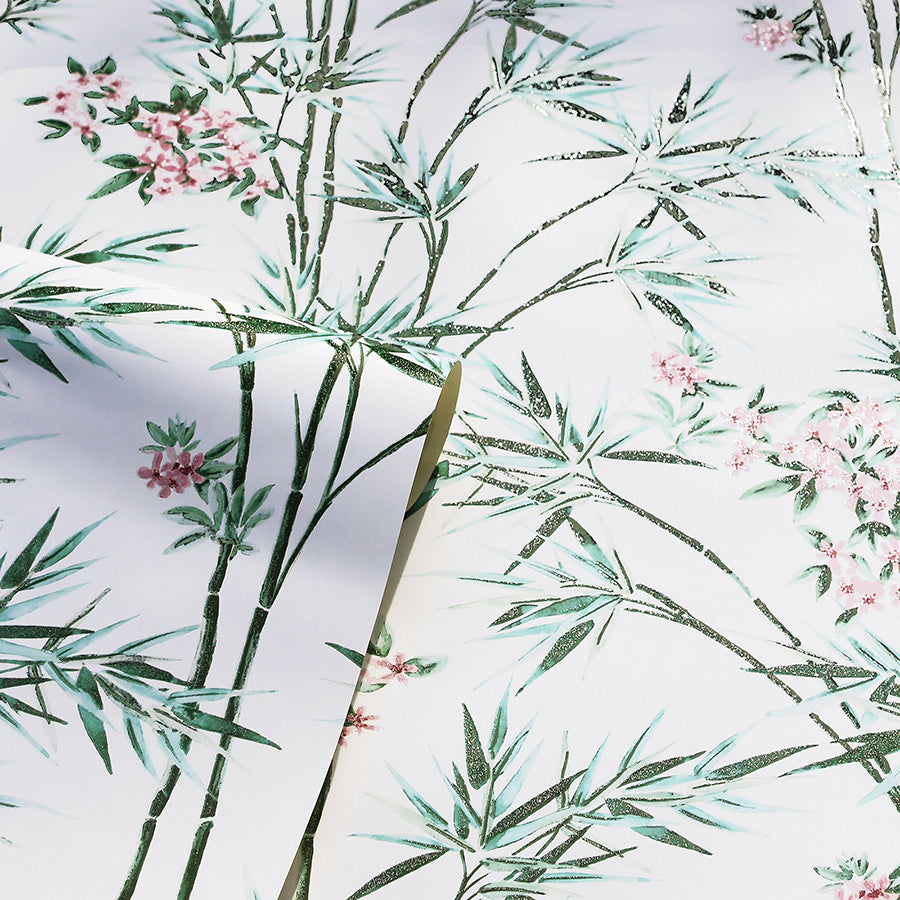ayumi-white-glitter-bamboo-wallpaper-york-wallcoverings-ah692509 - York Wallcoverings Wallpaper