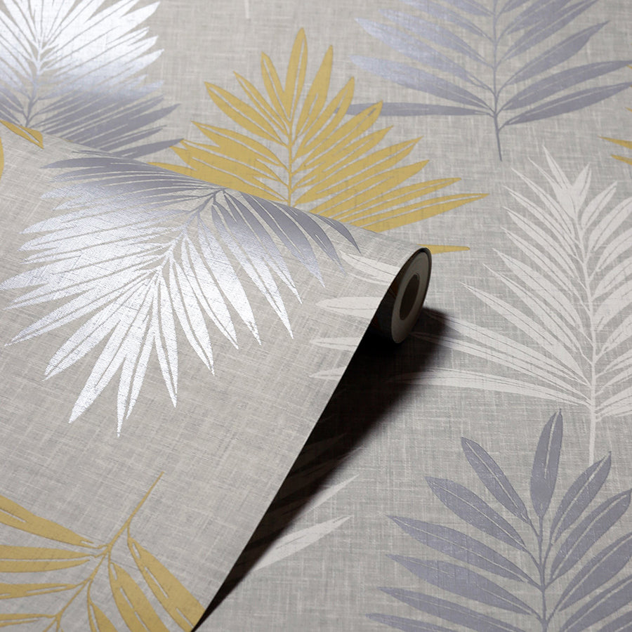 willis-mustard-palm-frond-wallpaper-york-wallcoverings-ah697800 - York Wallcoverings Wallpaper