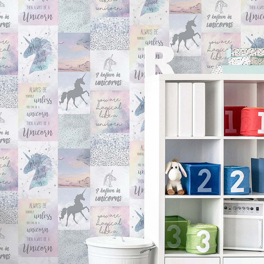 amalthea-pastel-unicorn-wallpaper-york-wallcoverings-ah698300 - York Wallcoverings Wallpaper