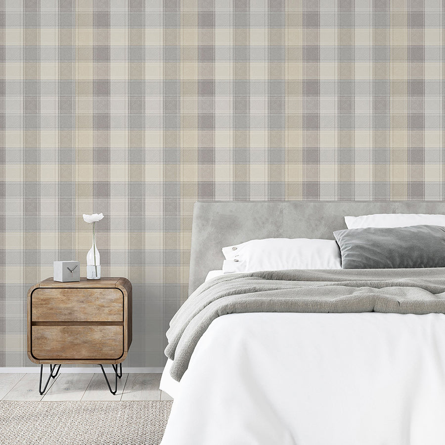 geraldine-grey-plaid-wallpaper-york-wallcoverings-ah901902 - York Wallcoverings Wallpaper