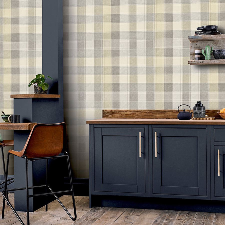 geraldine-grey-plaid-wallpaper-york-wallcoverings-ah901902 - York Wallcoverings Wallpaper