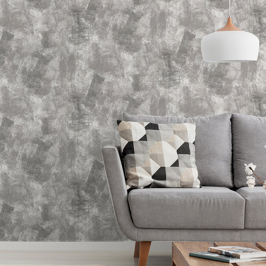 barney-grey-brushed-strokes-wallpaper-york-wallcoverings-ah904405 - York Wallcoverings Wallpaper